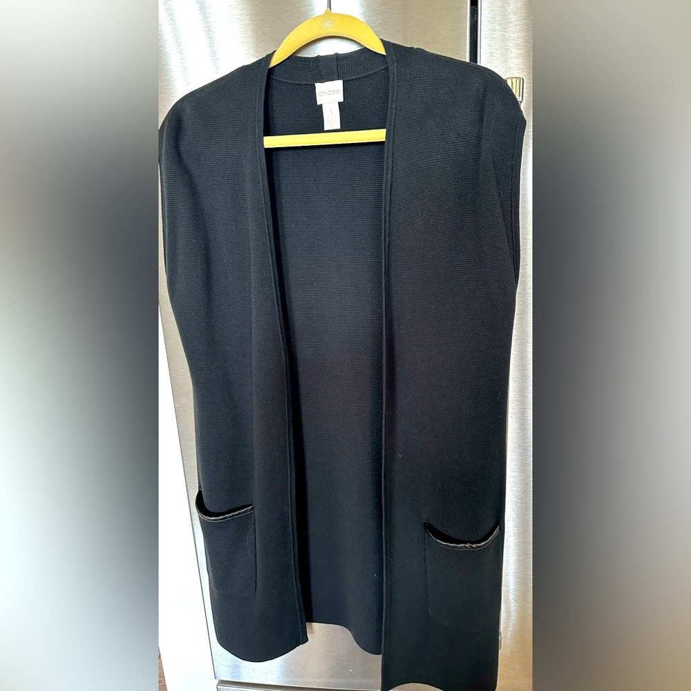 Chicos sleeveless layering long jacket